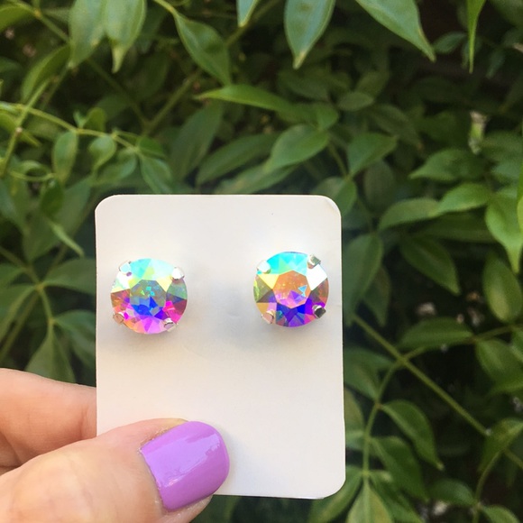Aurora Borealis + Silver Crystal Earrings - Picture 11 of 12